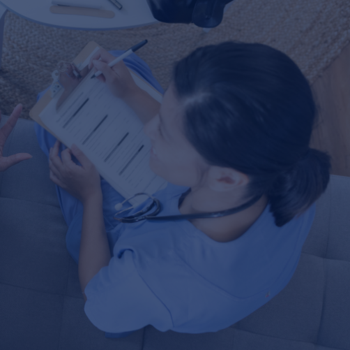 A doctor with a clipboard