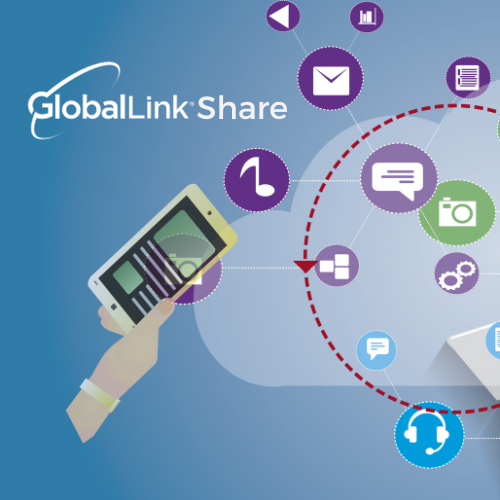 Illustrated graphic of laptops, a mobile phone, and various icons (speech bubbles, email icons, headset icons, etc.).