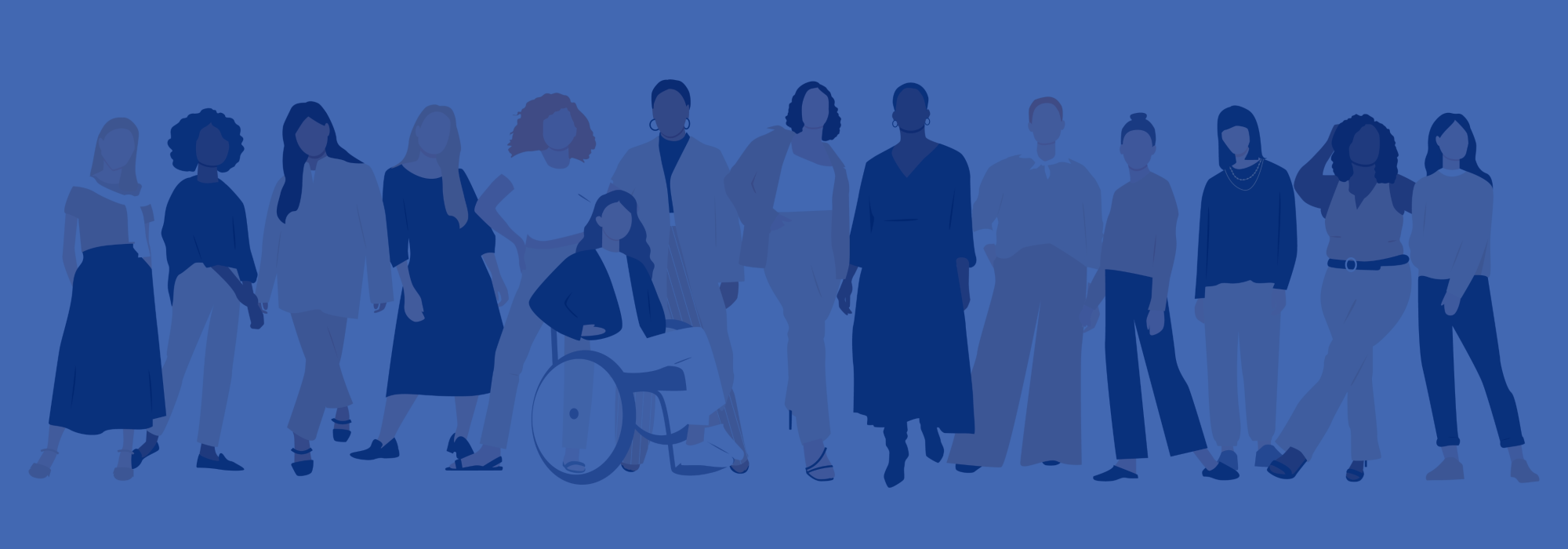 An illustration of a group of diverse women